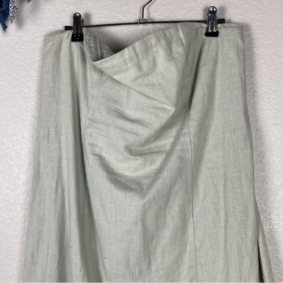 Abercrombie & Fitch Women’s Green Strapless Linen-Blended Midi Dress cotton - Picture 7 of 11